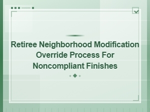 Retiree Override for Noncompliant Neighborhood Finishes